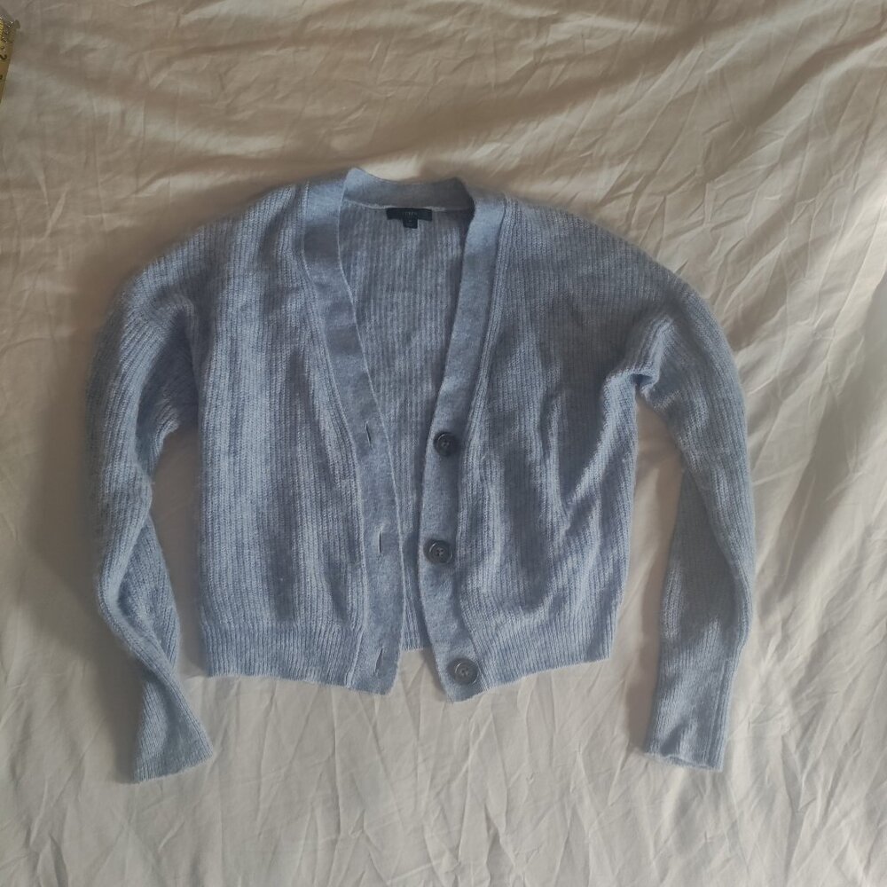 Alpaca / Wool Blue Cropped Cardigan